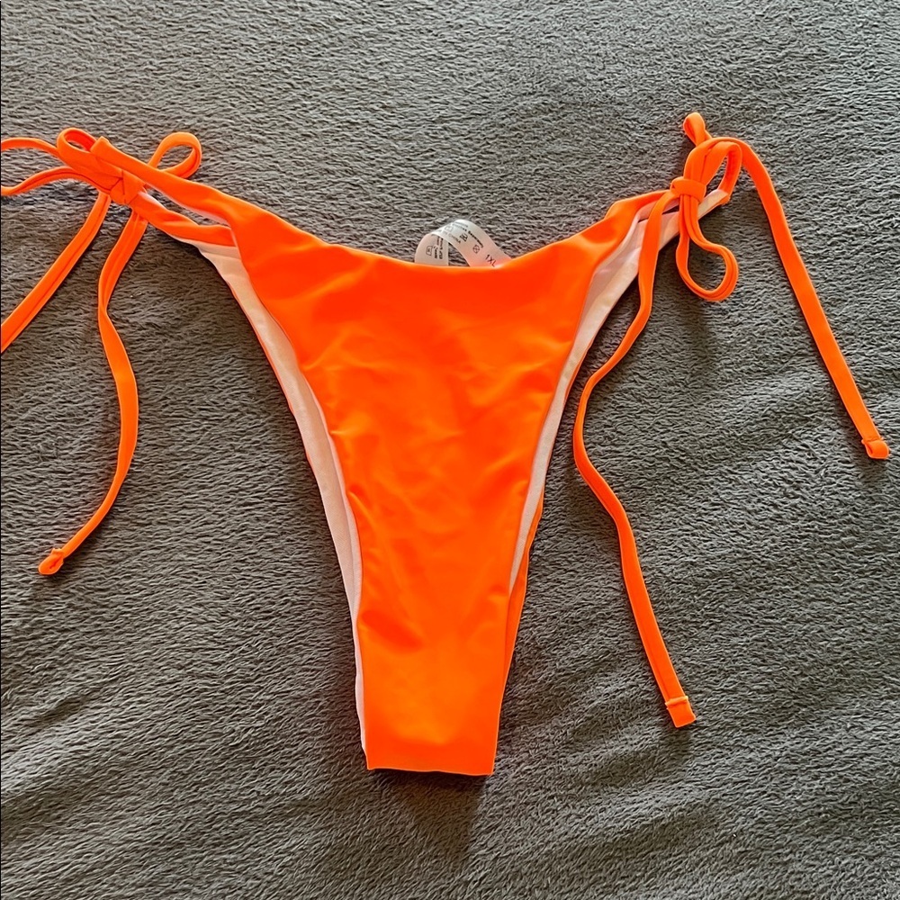 Bright orange Brazilian cut string tie bikini bottom new